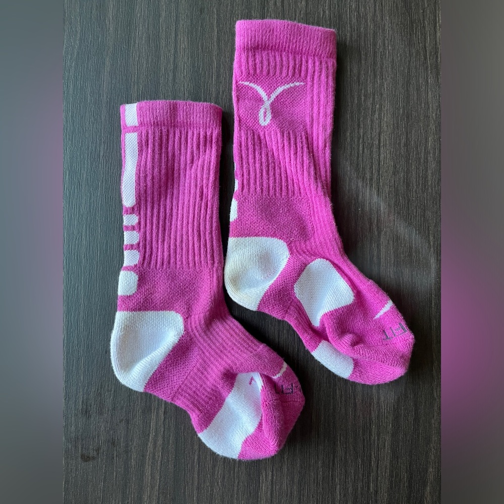 Pink & White Nike Elite Cushioned Crew Socks